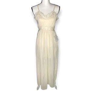 altar'd state Floral Sleeveless Natural Lace Maxi Open Back Dress XS Side Split